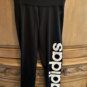 Adidas Woman’s Black and White Capri Logo Leggings